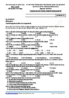 Đề thi thử THPT Quốc gia môn Hóa học năm 2017 - Mã đề 301 - Sở GD & ĐT Bắc Giang (Có đáp án)
